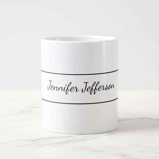 Elegante moderne Handschrift Schlicht Beruflich Jumbo-Tasse (Vorderseite)