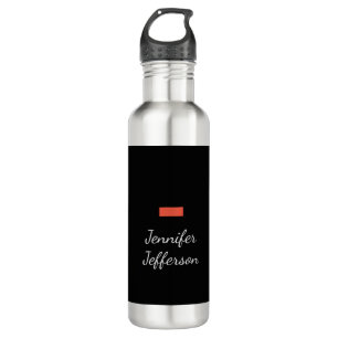 Elegante moderne Handschrift Schlicht Black Edelstahlflasche