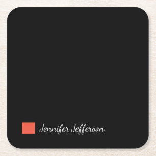 Elegante moderne Handschrift Schlicht Black Rechteckiger Pappuntersetzer