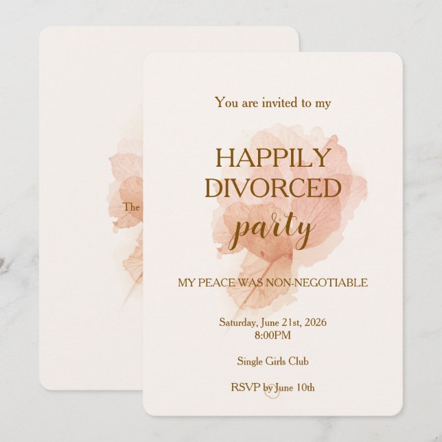 Elegante moderne 'Happily Divorced'-Party-Einladun (Vorne/Hinten)