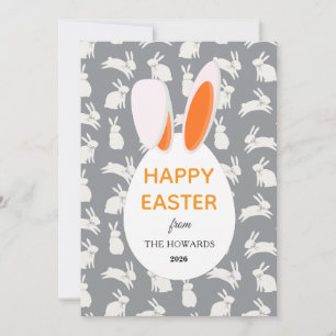 Elegante moderne Hasenmuster Frohe Ostern Foto Feiertagskarte