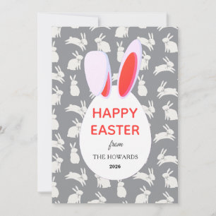Elegante moderne Hasenmuster Frohe Ostern Foto Feiertagskarte