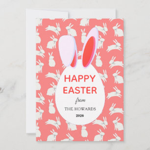 Elegante moderne Hasenmuster Frohe Ostern Foto Feiertagskarte