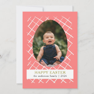 Elegante moderne Hasenmuster Frohe Ostern Foto Feiertagskarte