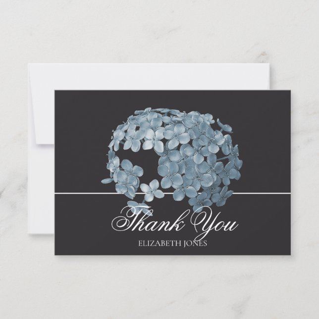 Elegante moderne hellblaue Blumencluster-Dankeschö Dankeskarte (Vorderseite)