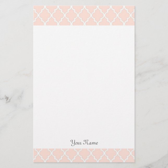 Elegante, moderne, hellrosa Vierblatt-Sonderanfert Briefpapier (Vorderseite)