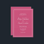 Elegante Moderne Himbeere Rosa Einladung zur Hochz<br><div class="desc">Moderne,  minimalistische Hochzeitseinladung mit weißem Schriftzeichen auf himbeerrosa Hintergrund und elegantem weißem Rahmen. Passen Sie Ihre Namen und Ihre Hochzeitsdetails für Ihren besonderen Tag an. Auswahl zusätzlicher Hintergrundfarben.</div>