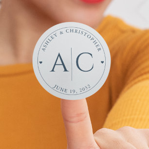 Elegante moderne Hochzeit der Marine Runder Aufkleber