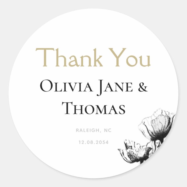 Elegante Moderne Hochzeit der Rustikalen Schwarzen Runder Aufkleber (Vorderseite)