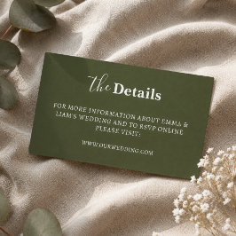 Elegante moderne Hochzeit Details Beilagekarten Begleitkarte