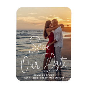 Elegante moderne Hochzeit Foto Save-the-Date-Karte Magnet