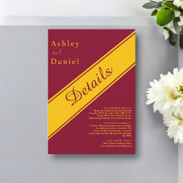 Elegante moderne Hochzeit in Burgund und Gold Luxu Begleitkarte