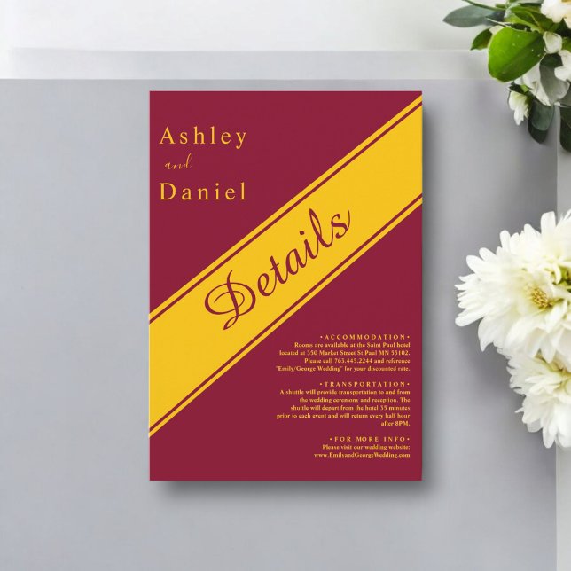 Elegante moderne Hochzeit in Burgund und Gold Luxu Begleitkarte (Von Creator hochgeladen)