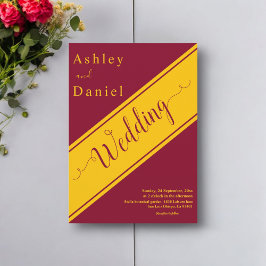 Elegante moderne Hochzeit in Burgund und Gold Luxu Einladung