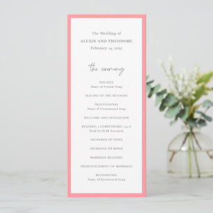 Elegante moderne Hochzeit in Rosa Programm