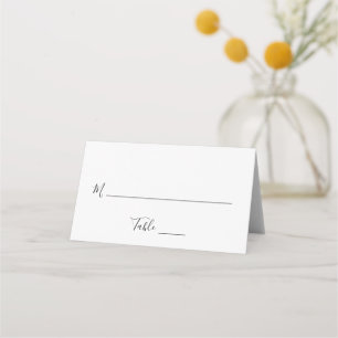 Elegante moderne Hochzeit in Schwarz und Weiß Platzkarte