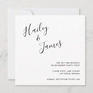 Elegante moderne Hochzeit in Schwarz und Weiß Save The Date