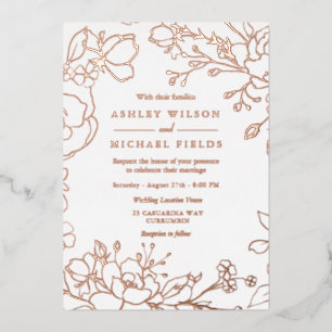 Elegante Moderne Hochzeit Real Rose Gold Folieneinladung