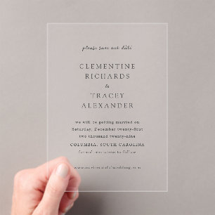 Elegante moderne Hochzeit - Rettet das Datum Acryleinladungen