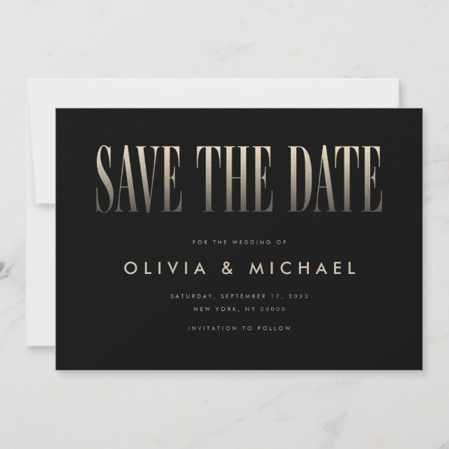 Elegante moderne Hochzeit rettet das Datum Save The Date (Vorderseite)