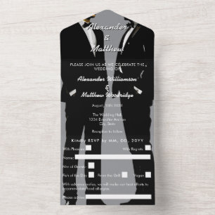 Elegante moderne Hochzeit schwuler Männer All In One Einladung