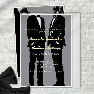 Elegante moderne Hochzeit schwuler Männer Folieneinladung