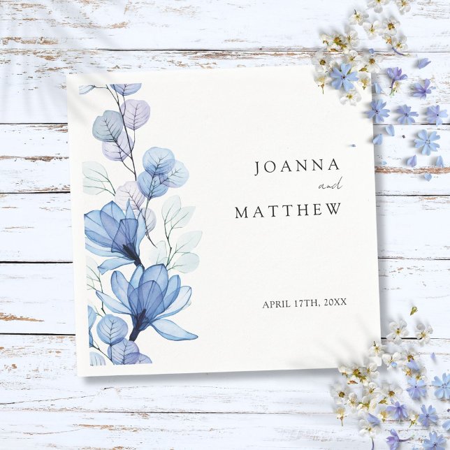 Elegante Moderne Hochzeit von Blauer Flora Serviette (Elegant Modern Dusty Blue Floral Wedding Napkins)