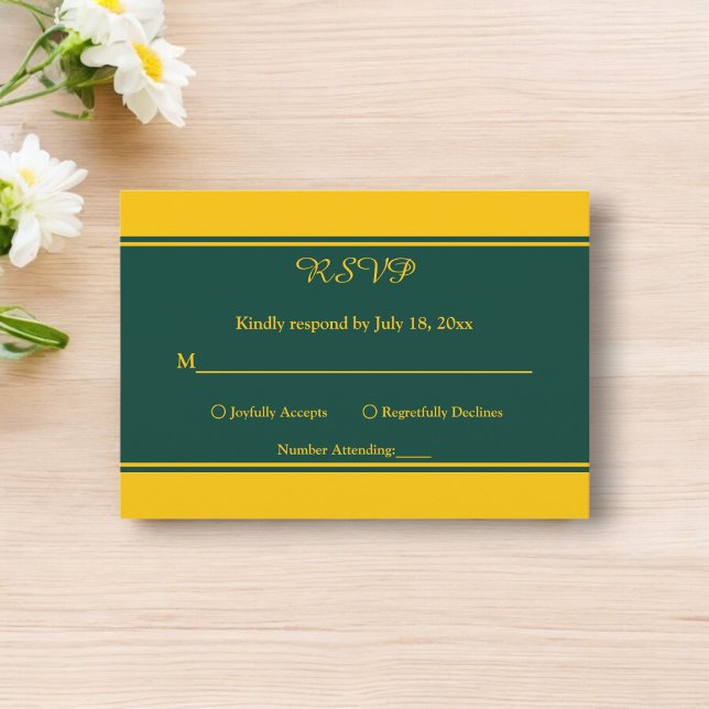 Elegante moderne Hochzeit von Green und Gold Luxur RSVP Karte (Von Creator hochgeladen)