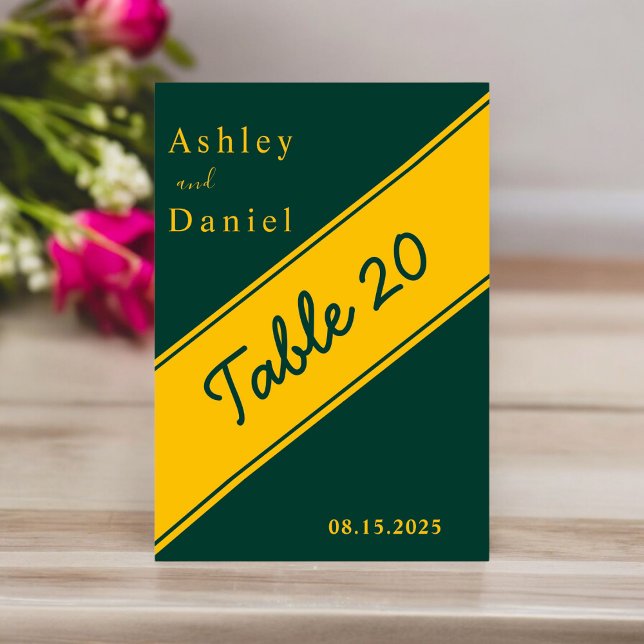 Elegante moderne Hochzeit von Green und Gold Luxur Tischnummer (Von Creator hochgeladen)