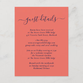 Elegante moderne Hochzeitsdetails der Marine Blau  Begleitkarte