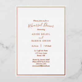 Elegante Moderne Hochzeitsdinner Probe Rose Gold Folieneinladung