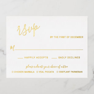 Elegante moderne Hochzeitsfolie RSVP Card Folie Einladungspostkarte