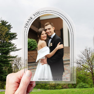 Elegante moderne Hochzeitsfoto-Dankeschön Acryleinladungen
