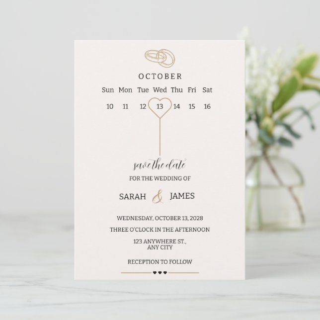 Elegante moderne Hochzeitskartenvorlage Einladung (Stehend Vorderseite)