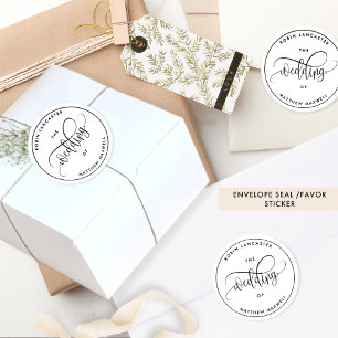 Elegante, moderne Hochzeitssiegel/ Gastgeschenk Runder Aufkleber