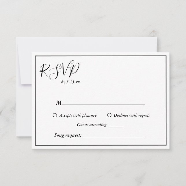 Elegante moderne Hochzeitssong-RSVP-Karte RSVP Karte (Vorderseite)