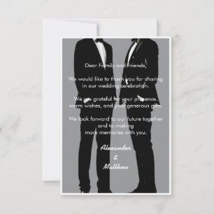 Elegante moderne Homosexuelle Hochzeit Dankeskarte