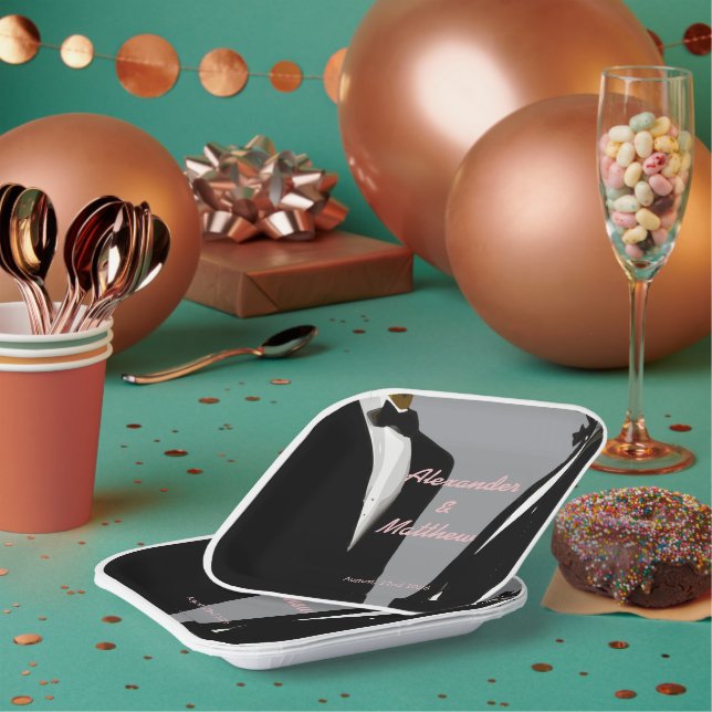 Elegante moderne Homosexuelle Hochzeit Pappteller (Multi)