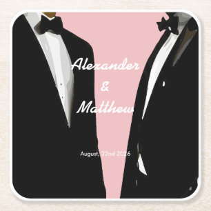 Elegante moderne Homosexuelle Hochzeit Rechteckiger Pappuntersetzer