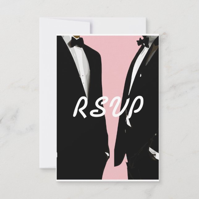Elegante moderne Homosexuelle Hochzeit RSVP Karte (Vorderseite)