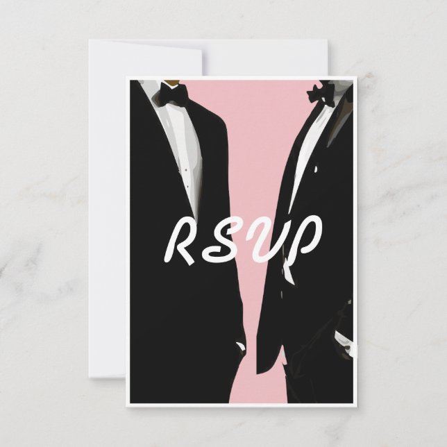 Elegante moderne Homosexuelle Hochzeit RSVP Karte (Vorderseite)