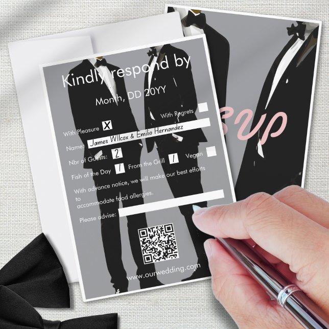Elegante moderne Homosexuelle Hochzeit RSVP Karte (Von Creator hochgeladen)