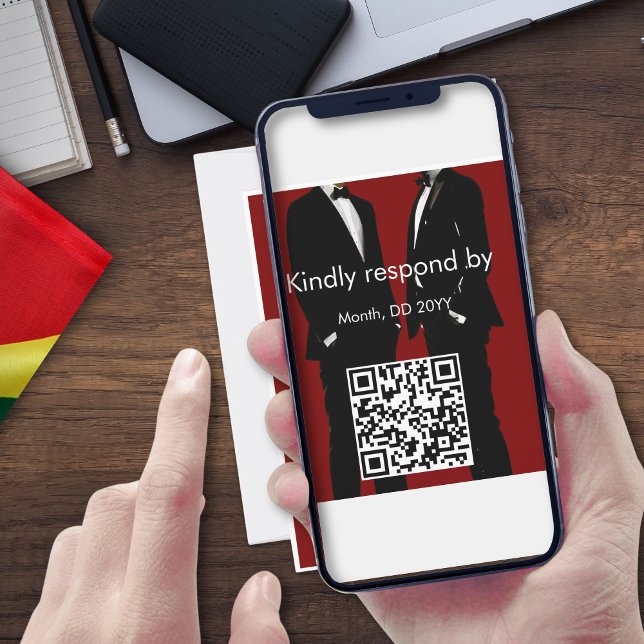 Elegante moderne Homosexuelle Hochzeit RSVP Karte (Von Creator hochgeladen)