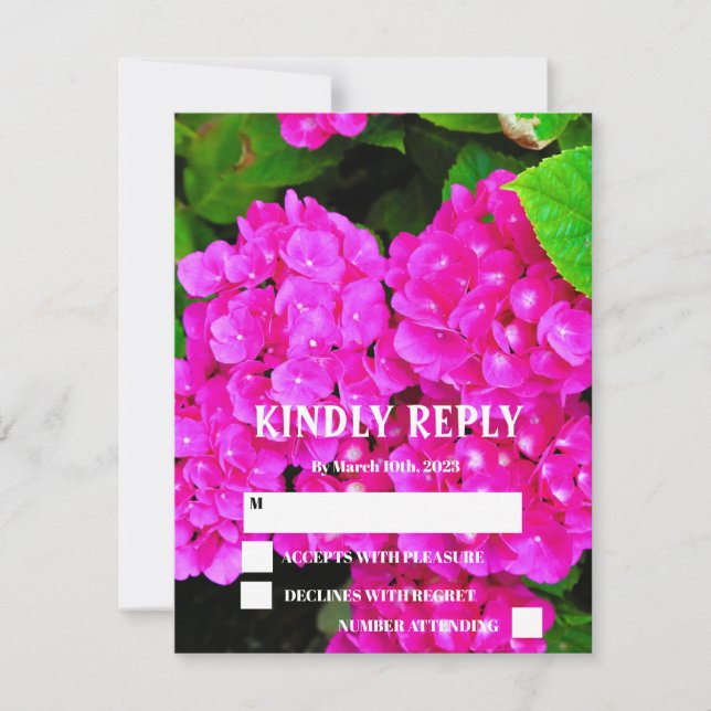 Elegante Moderne Hydrangea Botanische Hochzeit mit RSVP Karte (Vorderseite)