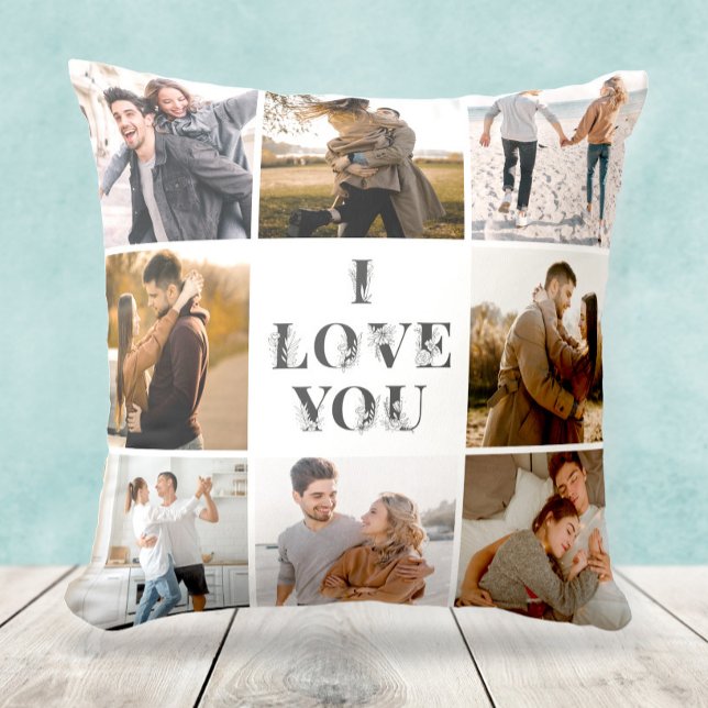 Elegante Moderne I Liebe You Foto Collage Geschenk Kissen (Von Creator hochgeladen)