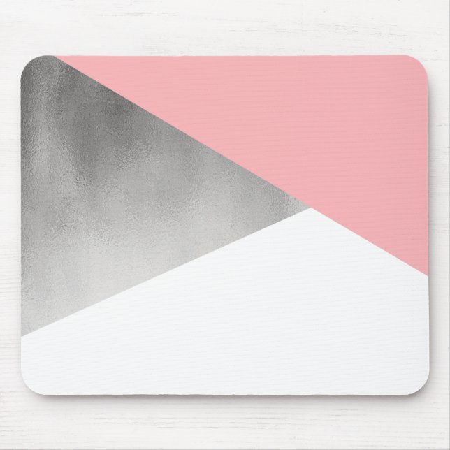 elegante moderne Imitat silber rot rosa geometrisc Mousepad (Vorne)