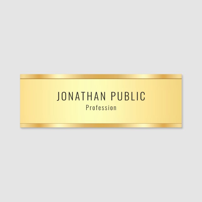 Elegante moderne Imitate Gold Metallic Look Templa Namensschild (Vorderseite)