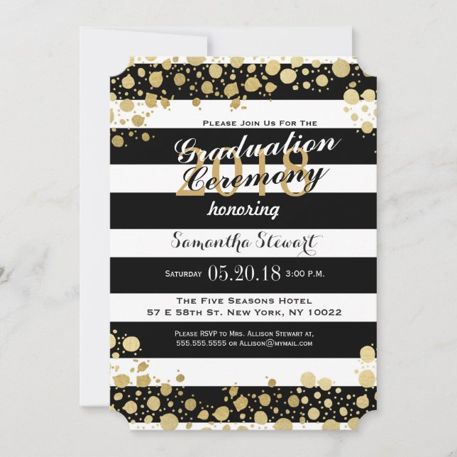 Elegante Moderne Imitate Gold Spritzer und Streife Einladung (Vorderseite)