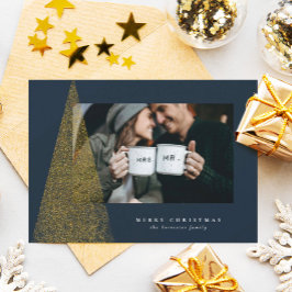 Elegante moderne Imitate goldene Weihnachtsbaum ei Feiertagskarte