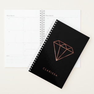 elegante moderne Imitate Rose Gold Diamant schwarz Planer